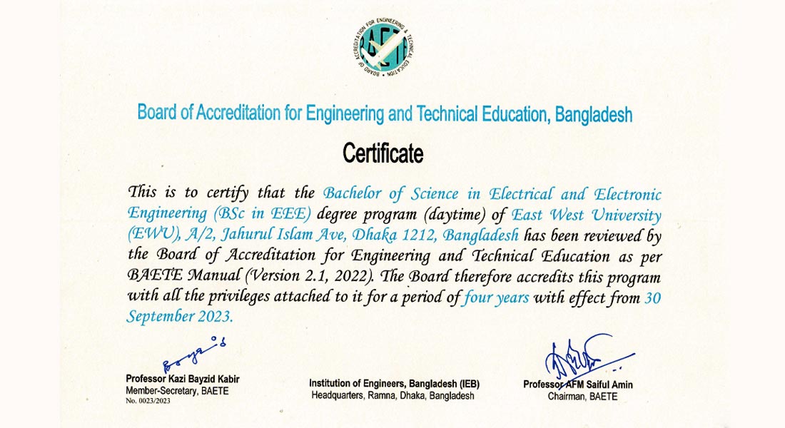 EEE-EWU program accreditation renewed for 4 years...