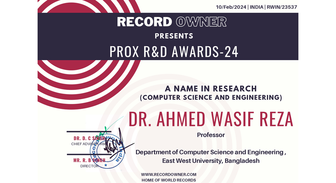 Professor Dr. Wasif won R&D Awards-2024