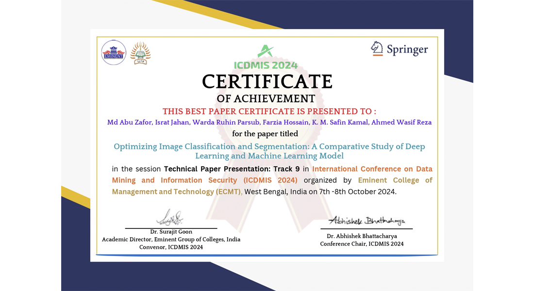 CSE Students Won Two “Springer ICDMIS 2024: Best P...